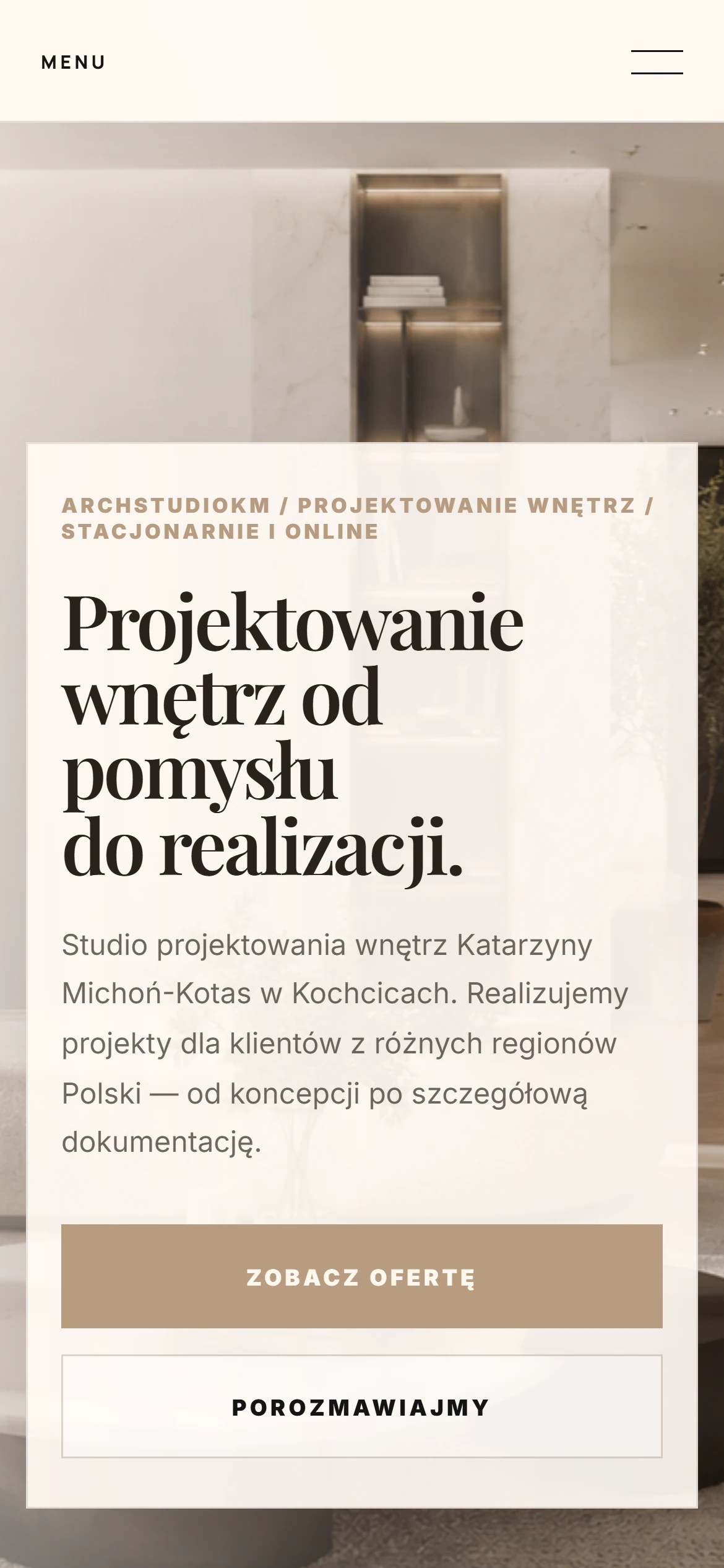 Strona archstudiokm na telefonie