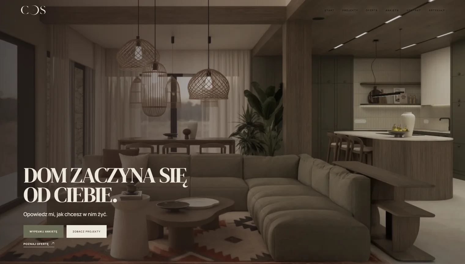 Strona COS Interiors na komputerze