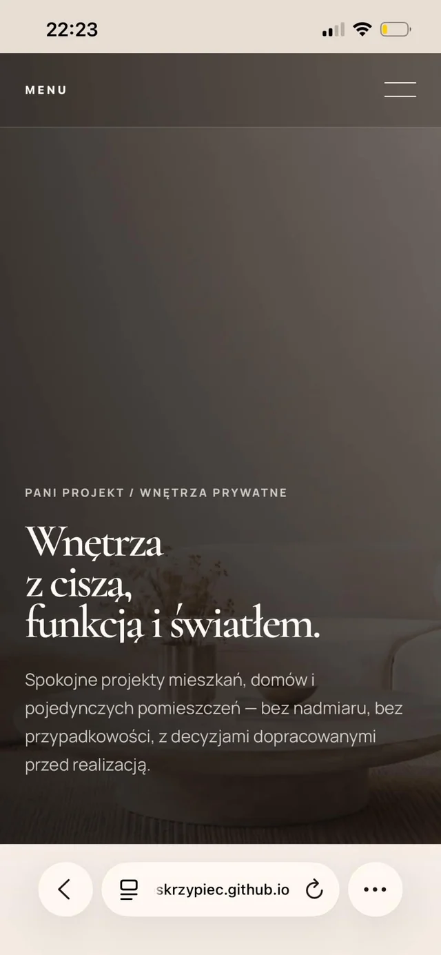 Strona Pani Projekt na telefonie